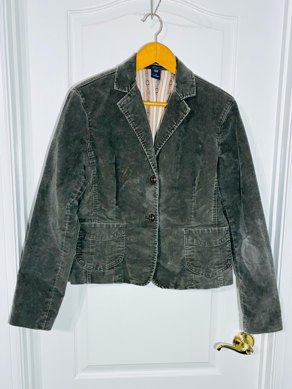 Y2K VTG Gap Corduroy Cropped Blazer Jacket Gray Size 12
